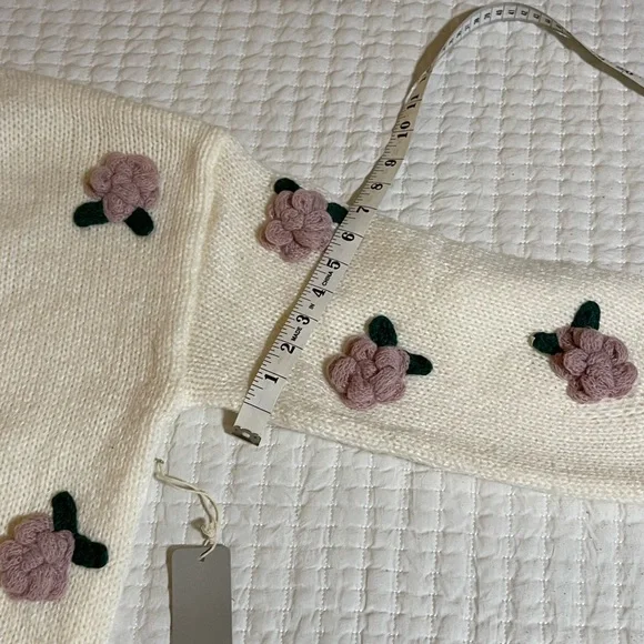 NWT Floral Embroidered Cardigan | Cream and Purple - Picture 9 of 12